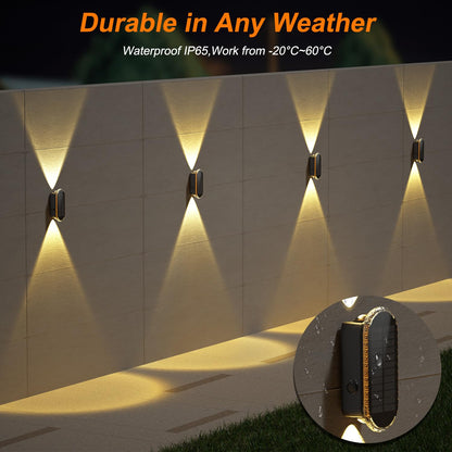 ELLASAY Solar Fence Lights Outdoor Garden,3000K/4000K/6000K 3 Modes Brighter Garden Wall Lights Solar Powered Waterproof IP65 for Patio/Backyard/Porch/Pool Decorations,4PK