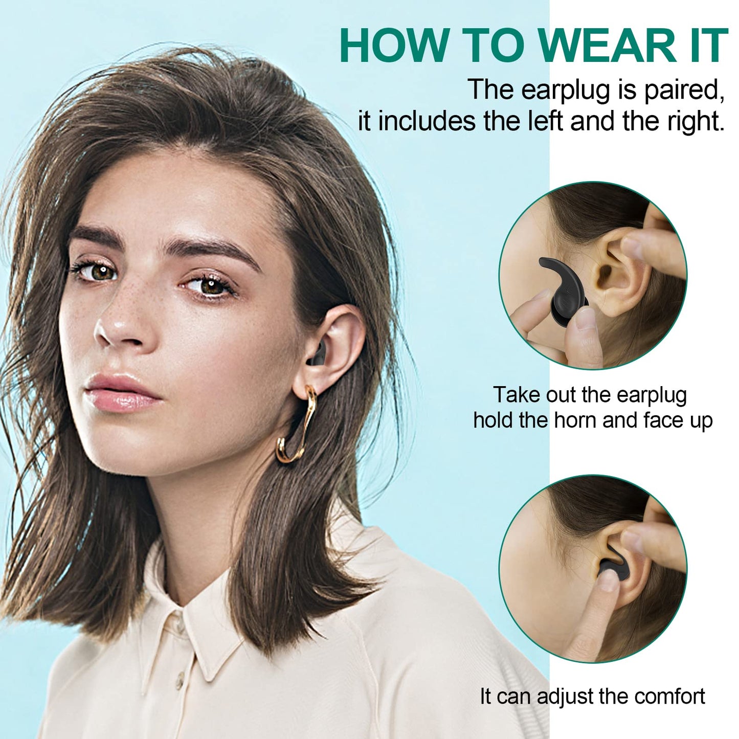 Swimming Ear Plugs for Adults,3 Pairs Waterproof Reusable Silicone Swim Earplugs for Swimming Surfing Snorkeling Showering and Water Pool,Beach,Ocean (Adults & Teens 14+)