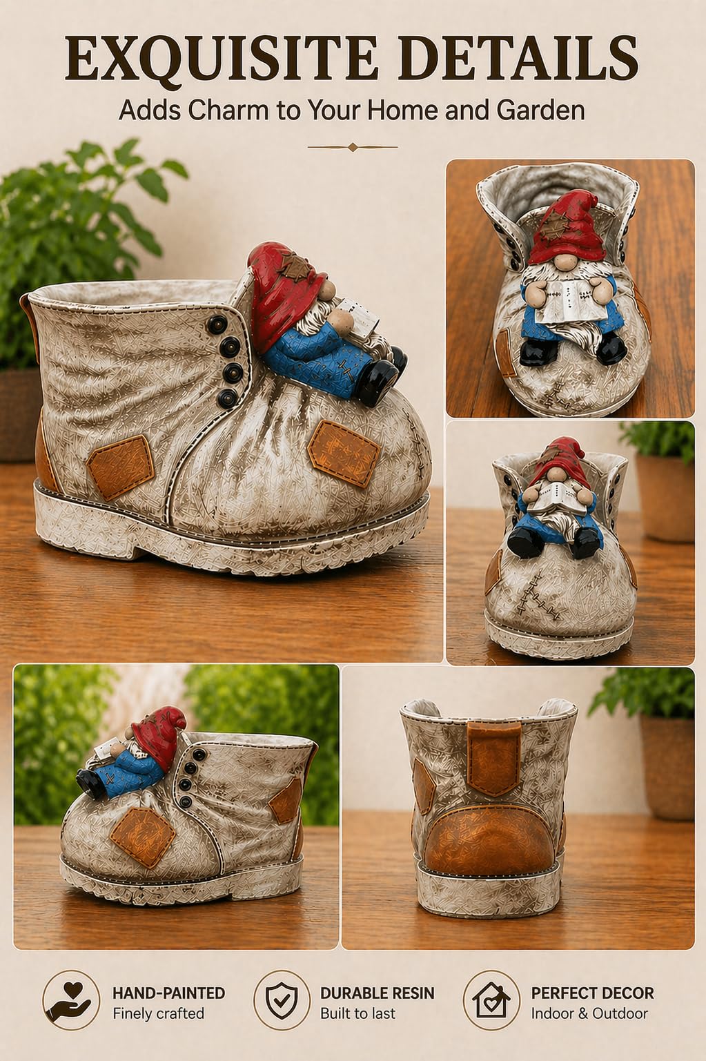 Cute Planter Gnome Plant Pots for Succulent Unique Resin Flower Pot with Drainage Hole Funny Gifts for Plant Lovers