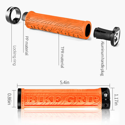 ROCKBROS Bike Handlebar Grips Double Lock-on Bicycle Handle Bar Grips Non-Slip Rubber Hand Grip for Road Urban Foldable Bike MTB BMX Scooter Orange