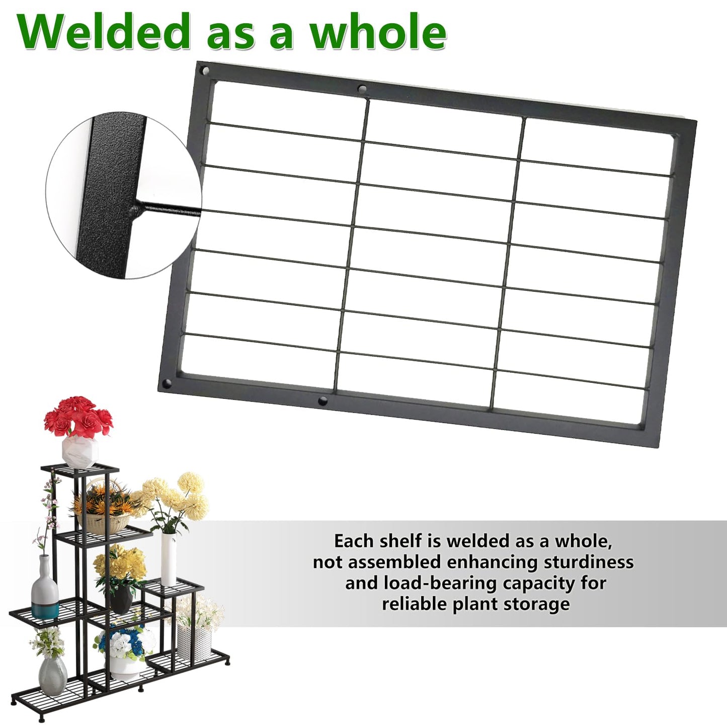 Twhep Heavy Duty Metal Plant Stand, 5 Tiers Multifunctional Plant Stand for Indoor Outdoor, for Tall Large Rack for Living Room Garden Balcony, Black