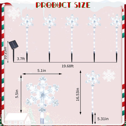 BRIGHTDECK Solar Christmas Snowflake Pathway Lights, Set of 10 Outdoor Garden Lights Decorations，Waterproof Stake Decorative Light for Yard Lawn Porch Walkway Decor (Cool White, 10 Pack)