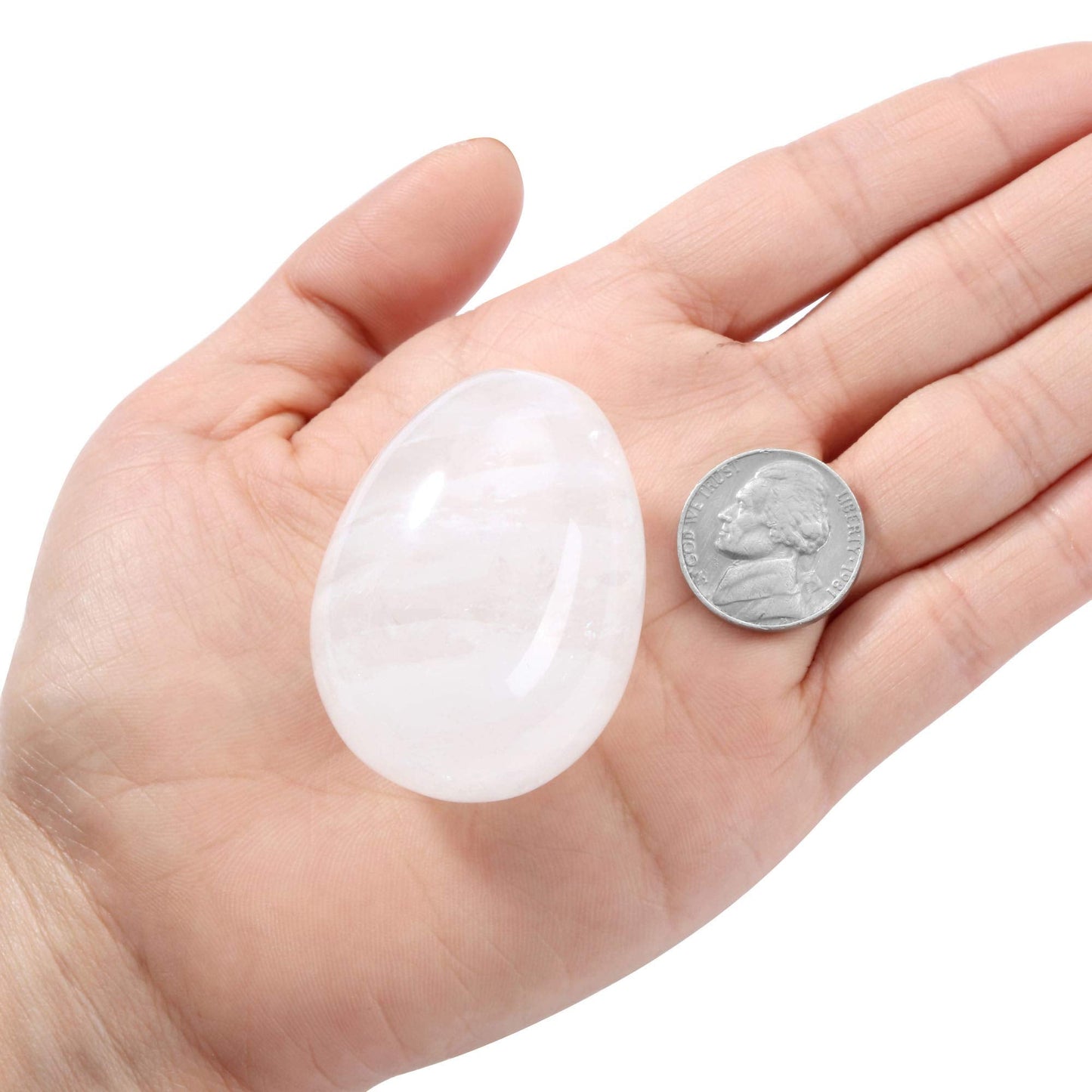JOVIVI Natural Clear Quartz Egg Sphere Sculpture Reiki Healing Crystal Gemstone Ball Divination Figurine with Acrylic Stand for Home Decoration