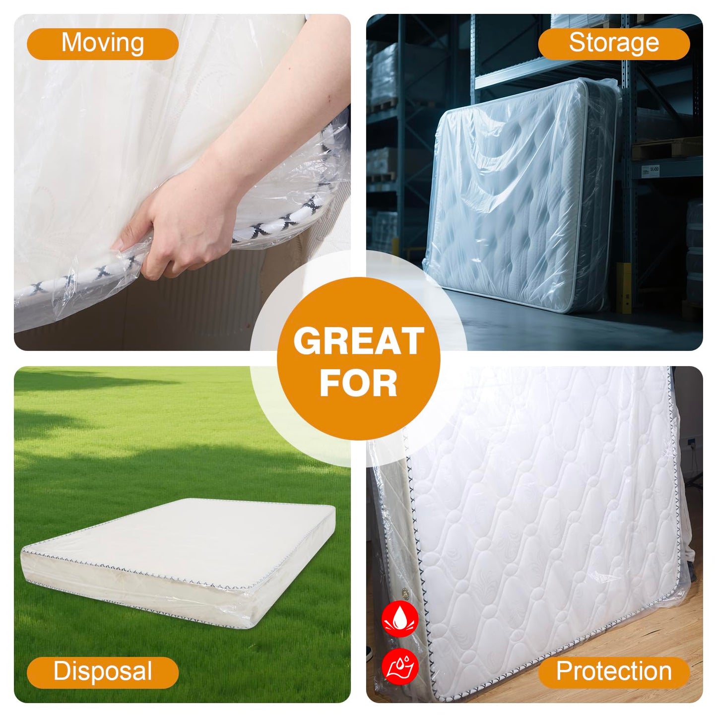 PROWEE 2 PK Queen Mattress Bags for Moving Storage,Mattress Bag for Disposal, Mattress Storage Bag Queen Mattress Cover for Moving