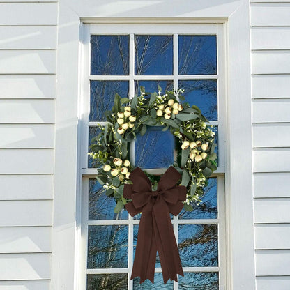 Meseey Double Pack 20X10 Inch Oversized Brown Burlap Bows Farmhouse Christmas Tree Topper & All-Weather Wreaths Decor, Heavy Duty Gift Wrapping Accents for Front Door/Cabinet (Brown)