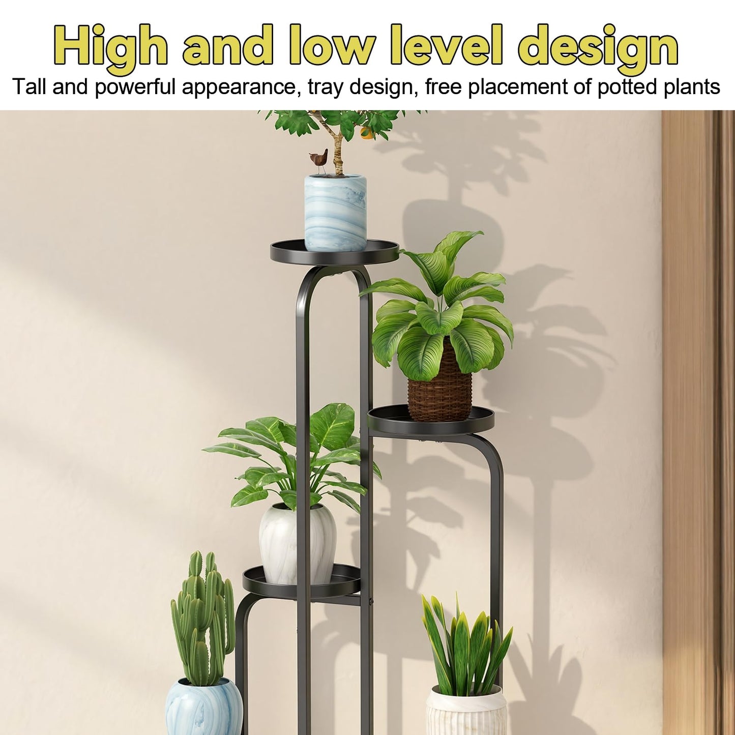 Gupeaoi 5 Tier Indoor Plant Stand Corner Metal Flower Shelf, Tiered Planter Display Shelves Orchid Rack for Patio, Balcony, Porch, Garden, Living Room,Space Saving & Multifunctional Black