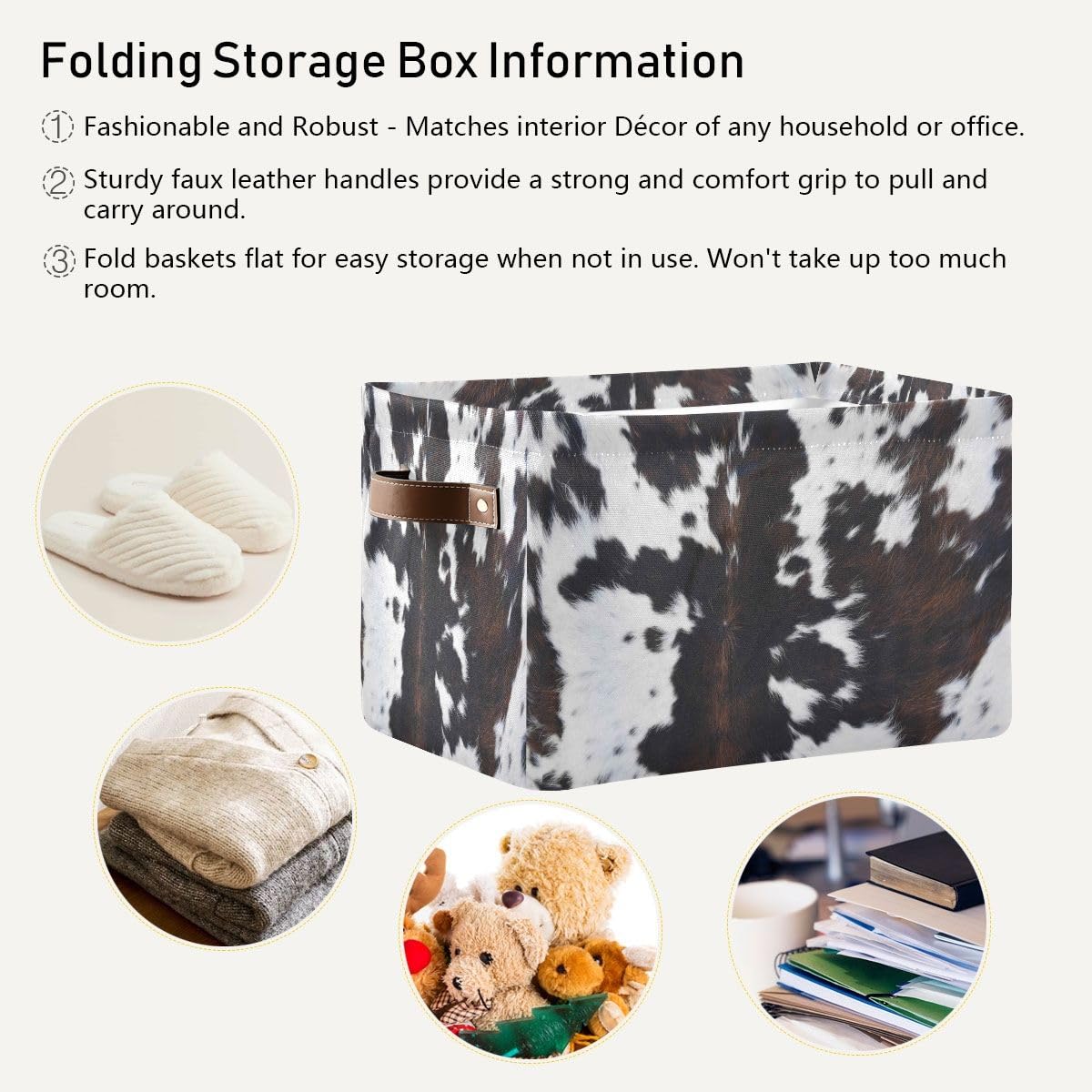 Cow Rectangular Storage Basket Organizer Bin Shelf Baskets For Clothes Gifts For Home Office Dorm