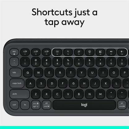 Logitech POP ICON Keys Wireless Bluetooth Keyboard, Comfortable Typing, Programmable Keys, Easy-Switch Between up to 3 Devices, for Laptop, Tablet, PC – Rose and Off-White