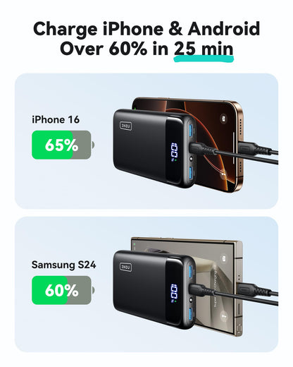 INIU Portable Charger, Smallest 22.5W 20000mAh USB C in & Out Power Bank Fast Charging, PD 3.0+QC 4.0 LED Display Phone Battery Pack Compatible with iPhone 17 16 15 14 Pro Samsung S24 Google iPad etc
