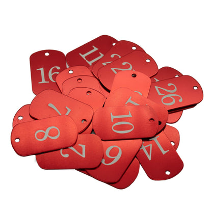 StayMax Aluminum Numbered Tags Key Tags ID Tags (1-25, Red)