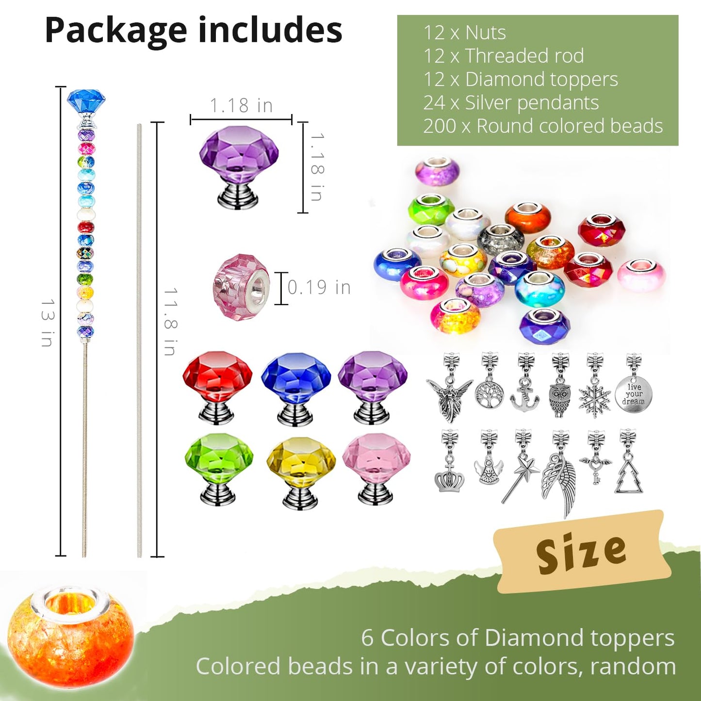 Prefdo 236 PCS Decorative Garden Stakes DIY Fairy Wand Beaded Kit