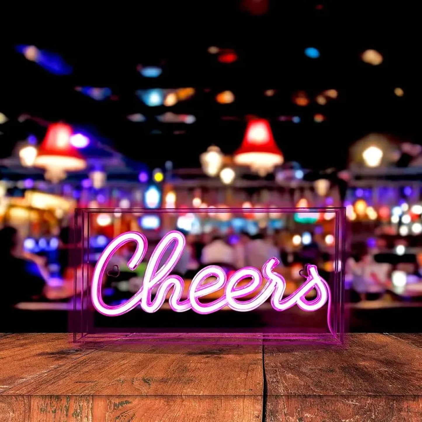 Cheers Neon Light,3D Countertop Standable LED Cheers Pink Neon Sign Decorative Letter Light Sign for Wedding Birthday Graduation Sports Party,Lighting Accessories for Bar Cart, 11.8x5.9x1.85in