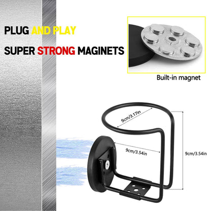 UNIGT 2 Pack Magnetic Cup Holder for Tractor, Portable Magnet Drink Holder, 3.54 inch-9 cm Heavy Duty Bottle Holder for Forklift Mower Bus Refrigerator Treadmill Boat Truck, Strong Magnetic Base