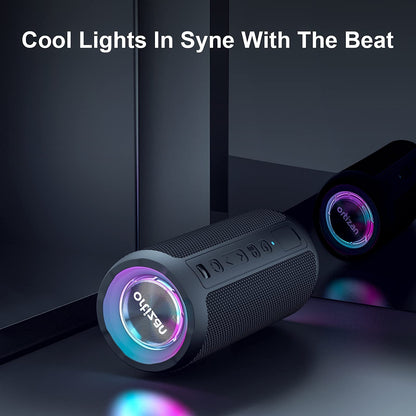 Ortizan Bluetooth Speaker, Portable Wireless Bluetooth Speakers With Led Light, Louder Volume & Enhanced Bass, IPX7 Waterproof, 30H Playtime, Durable Loud Outdoor Speaker for Travel, Sport