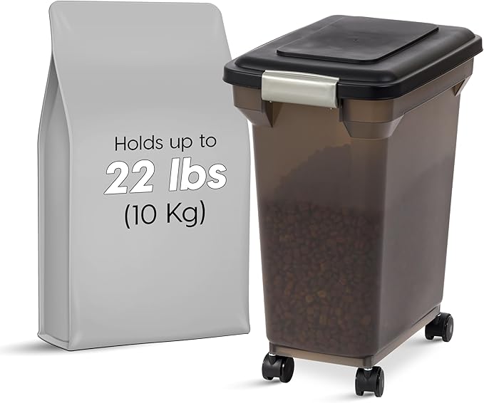 IRIS USA Airtight Dog Food Storage Container, WeatherPro, Removable Wheels