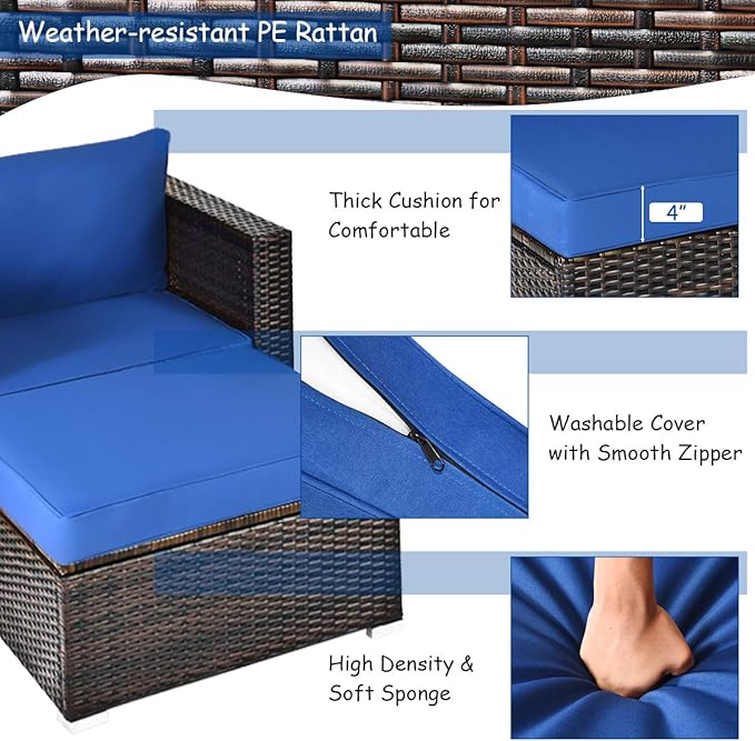 Tangkula 6 Pieces Wicker Patio Furniture Set, PE Rattan Outdoor Sectional