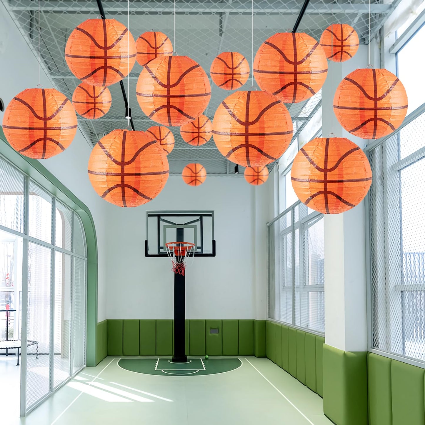 Basketball Decorations Paper Lanterns,Basketball Birthday Party Decor, Basketballs Centerpieces for Table, 3 PCS 8''
