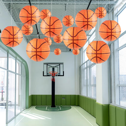 Basketball Decorations Paper Lanterns,Basketball Birthday Party Decor, Basketballs Centerpieces for Table, 3 PCS 8''