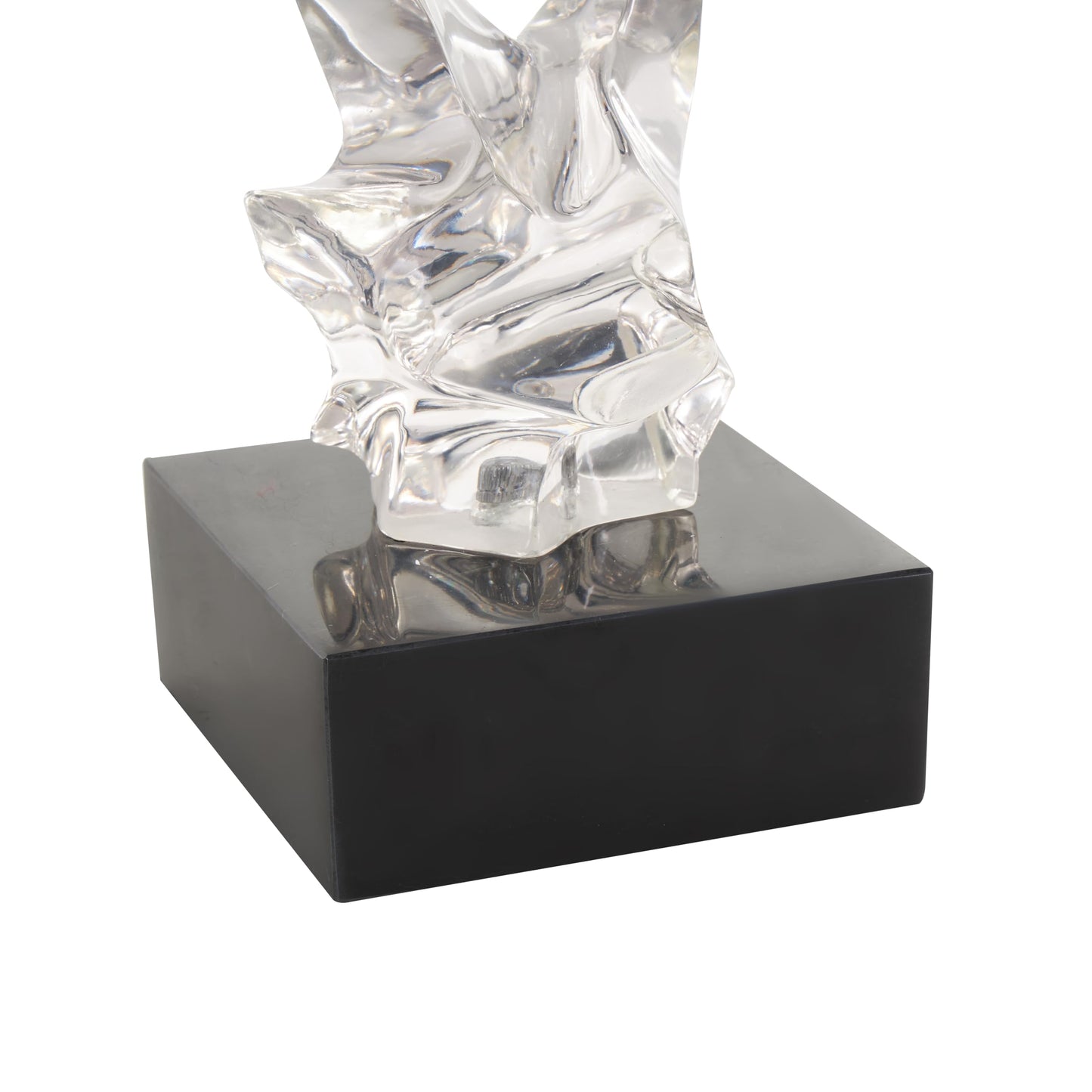 Deco 79 Glass Abstract Decorative Sculpture Home Decor Statue with Black Square Base, Accent Figurine 14" x 6" x 29", Clear