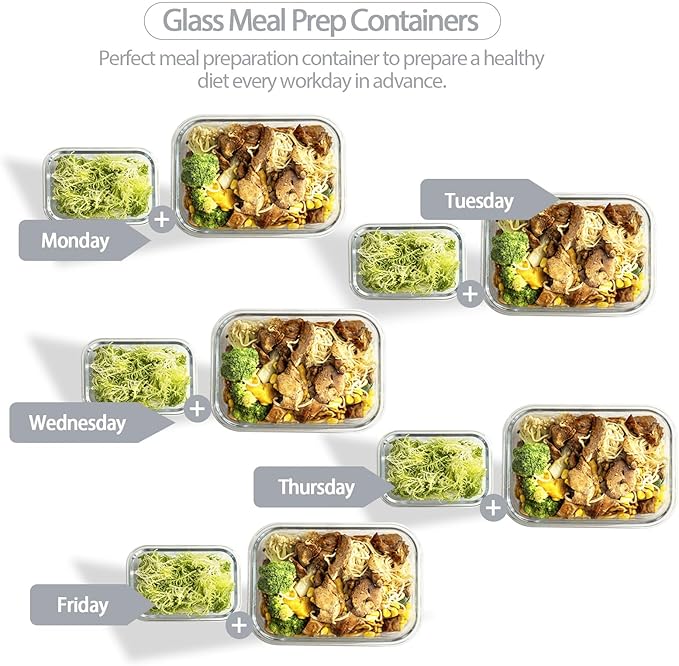 [10 pack Glass Meal Prep Containers
