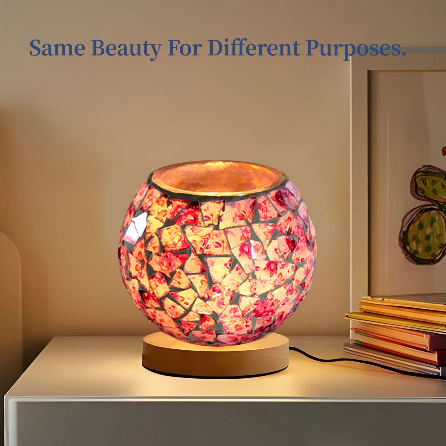 Mosaic Glass Tea Light Holders Romantic Stained Votive Candle Holder, MIATTCLD Round Handmade Tealight Candle Holder for Table Centerpieces, Christmas, Valentine, Birthday Party, Home Decor (M)