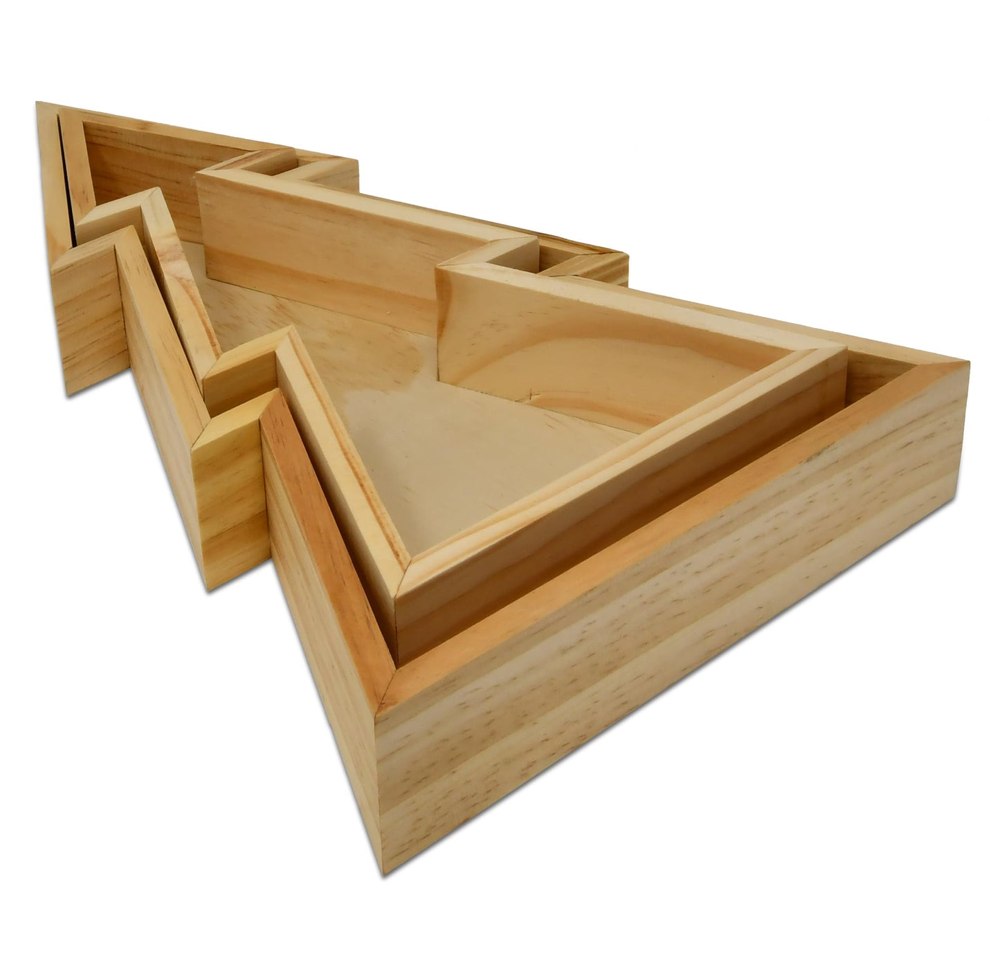 Gift Boutique Wooden Christmas Tree Trays – Set of 2 Nested Decorative Serving Trays for Holiday Parties, Snacks, Appetizers, and Festive Table Display