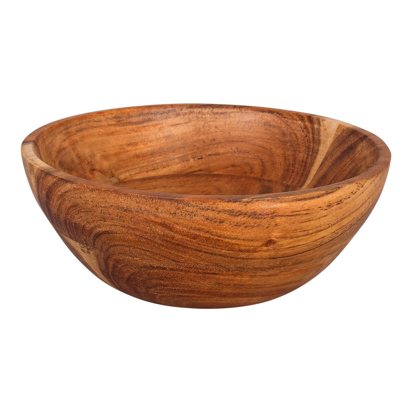 GoCraft Acacia Wood Bowl – 8 Inch Handcrafted Wooden Serving Bowl for Salad, Fruits, Snacks, Mixing or Display | Rustic Natural Finish | Decorative Tableware for Kitchen, Dining & Party Use