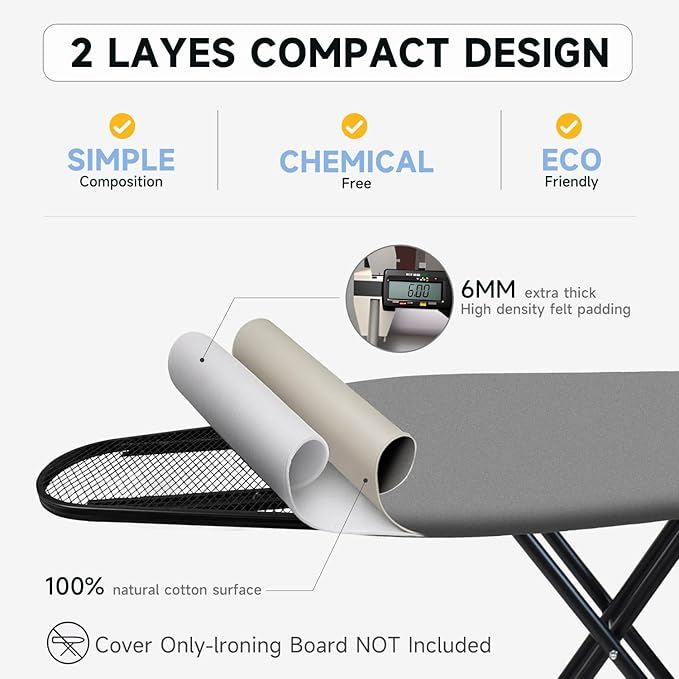 Ironing Board Cover, Full Size Scorch Resistant Padding, Silicone Coating