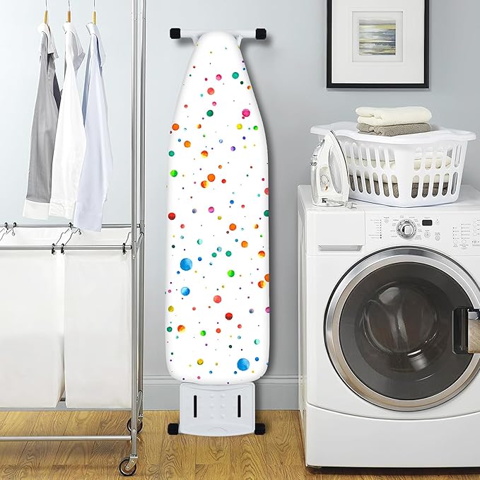 Extra Thick Ironing Board Cover and Pad, Colorful Polka Dot 15x54 Ironing Board