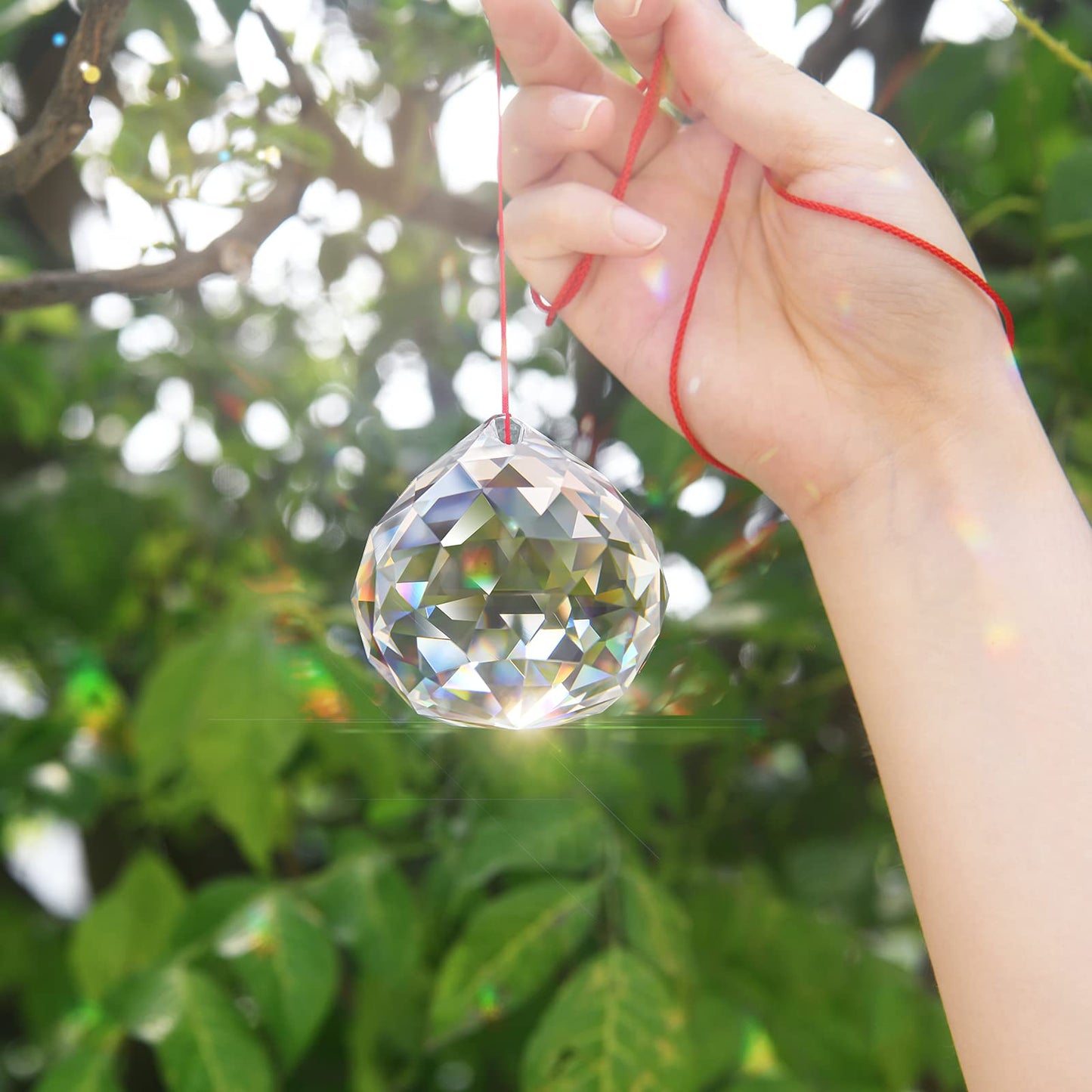 MerryNine Clear Crystal Ball Prism Sun Shine Catcher Rainbow Pendants Maker, Hanging Crystals Prisms for Windows, for Feng Shui, for Gift(80mm/3.15" 1pack)