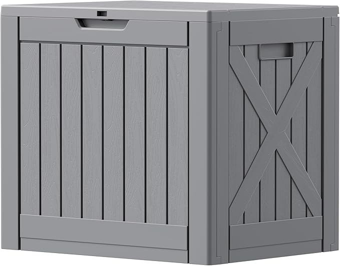 Patiowell 43 Gallon Resin Deck Box, Outdoor Storage Box for Patio Furniture, Deliveries, Pool Supplies,Waterproof and Lockable (Grey)