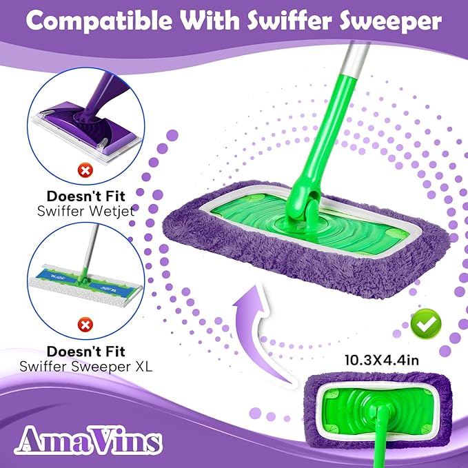 5 Pack Reusable Microfiber Mop Pads Compatible