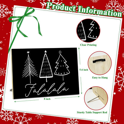 Falalala Merry Christmas Signs for Wall Decorations, Tree Wood Tabletop Decor for Table, Desk, Mantle, Shelf - Wall Art for Party Kitchen Decor - JK0386