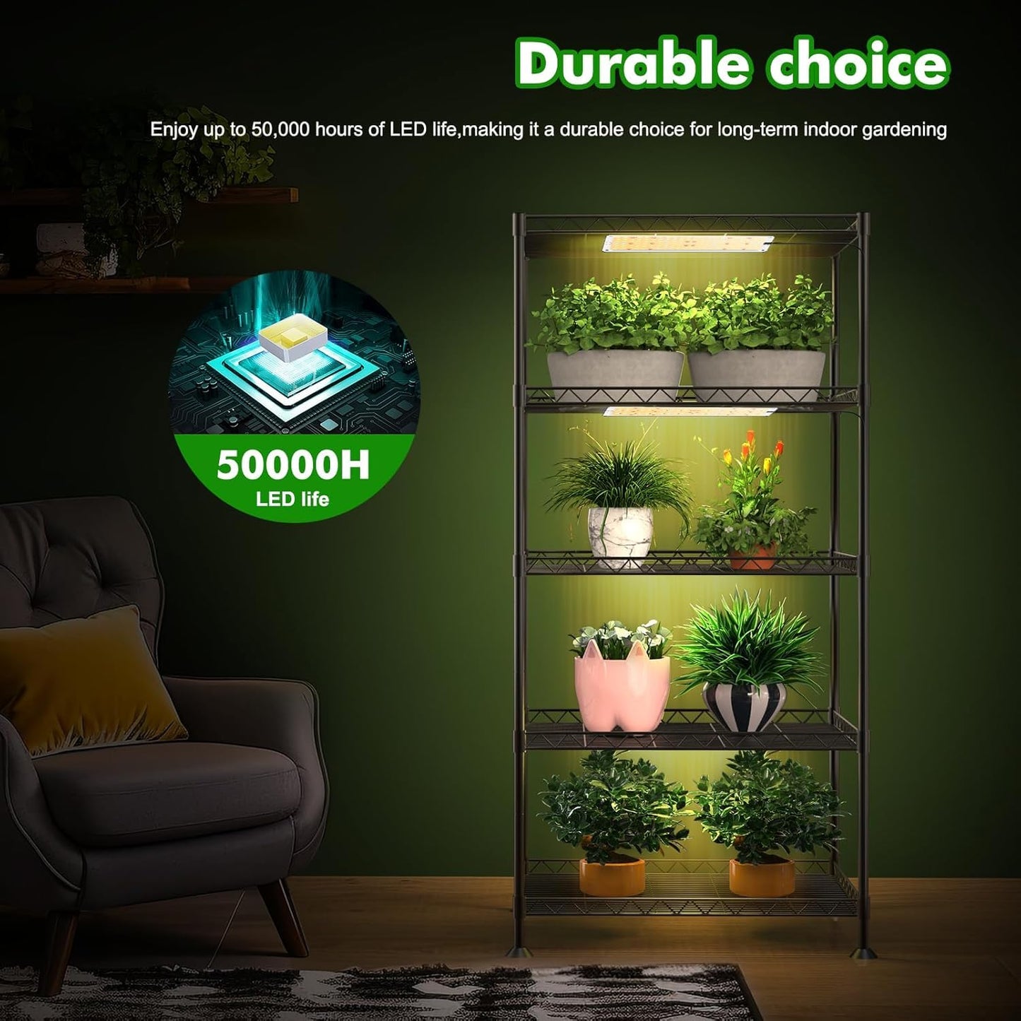 LED Grow Lights for Shelves 4pack, Grow Lights for Indoor Plants,616LEDs Full Spectrum, Grow Light for Under Cabinet Plant, Grow Lamp with 3/9/12H Timer,10 Dimmable Levels for Plant Growing