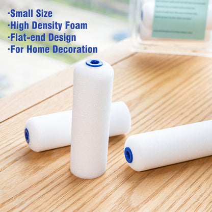 Mister Rui 10 Pack 4 Inch High Density Foam Paint Roller Covers - Small Mini Rollers for Painting Walls, Cabinets, Cupboards, Doors