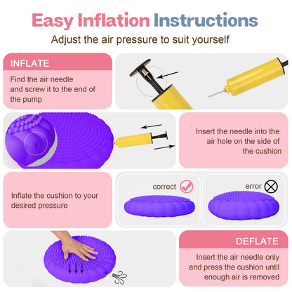 kisnbld Wobble Cushion, Extra Thick Wiggle Seat for Sensory Kids, Non-slip Balance Disc with Inflation Pump for Adults Core Strength, Posture Improvement & Physical Therapy (13.5in/34cm,2pcs)
