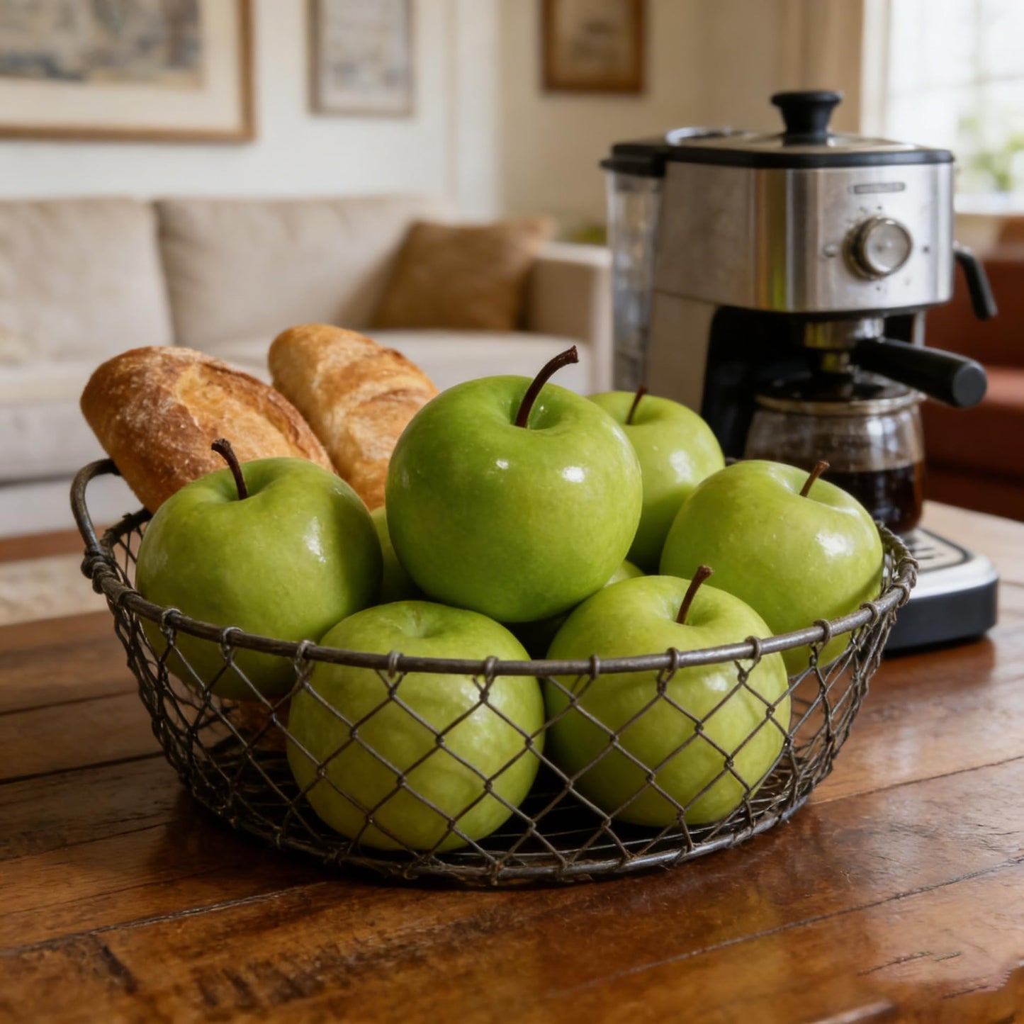 Pcalyr Artificial 6 Pieces Fake Green Apple Faux Realistic Large Apple Lifelike Simulation Foam Fruit Decoration for Home Decor, Kitchen, Party & Prop