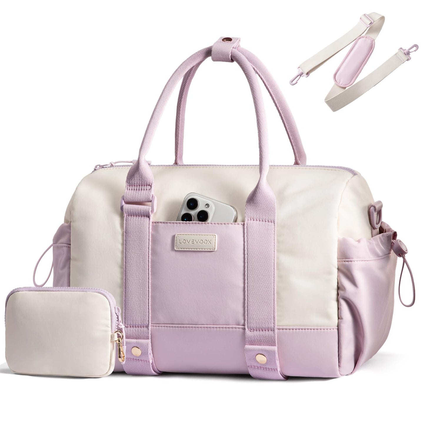 LOVEVOOK Small Gym Bag for Women with Yoga mat Holder, Mini Duffle Bag for Travel with Wet Pocket, Overnight Personal Item Bags, Lightweight Carry on Weekender Duffel for Workout, Dance, Ballet