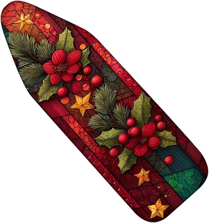 Nuxovilar Winter Poinsettia Stained Glass Style Wallpaper Border Peel and Stick