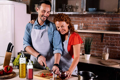 Olive Oil Dispenser Bottle, Liquid Condiment Container, 10 Oz Vinegar Dispensing Cruets With Dripless Capped Spout, Glass Decanter for Kitchen with Degree Scale