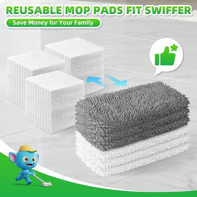 6 Pack Reusable Mop Pads Compatible