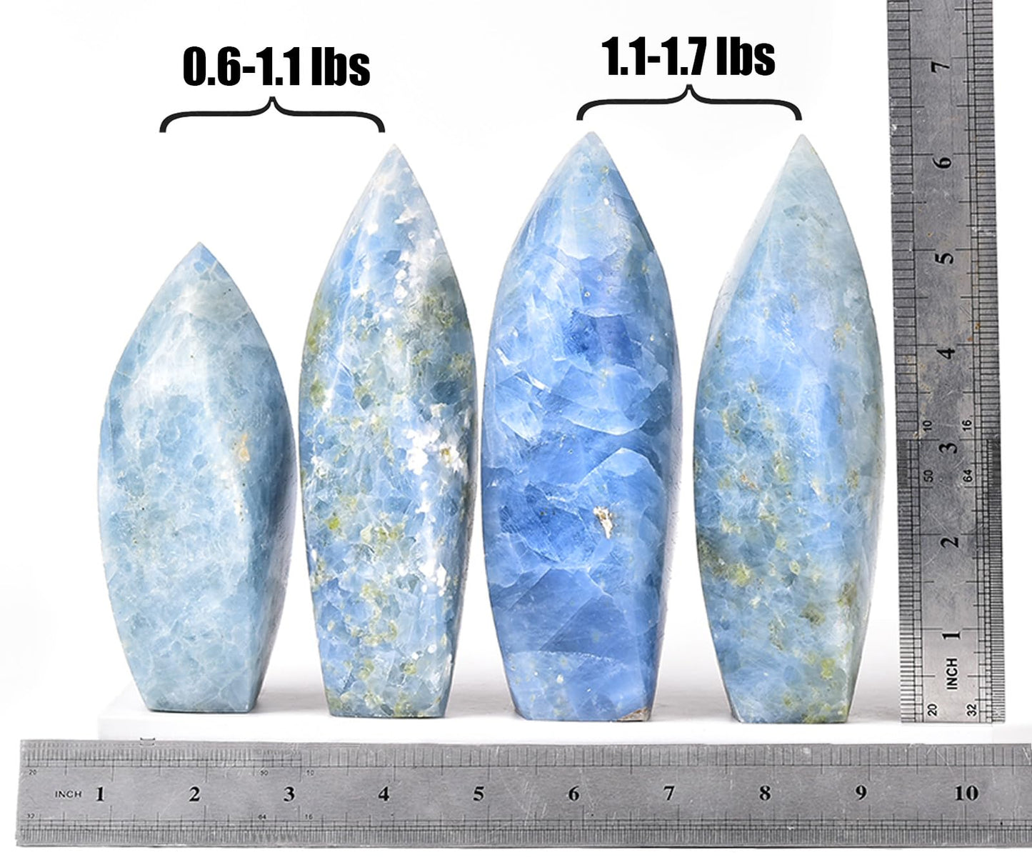 JIC Gem Large Blue Calcite Celestite Healing Crystal Obelisk Tower Spiral 4 Sides Point Energy Gemstone Home Decor 1.1-1.7 Lbs