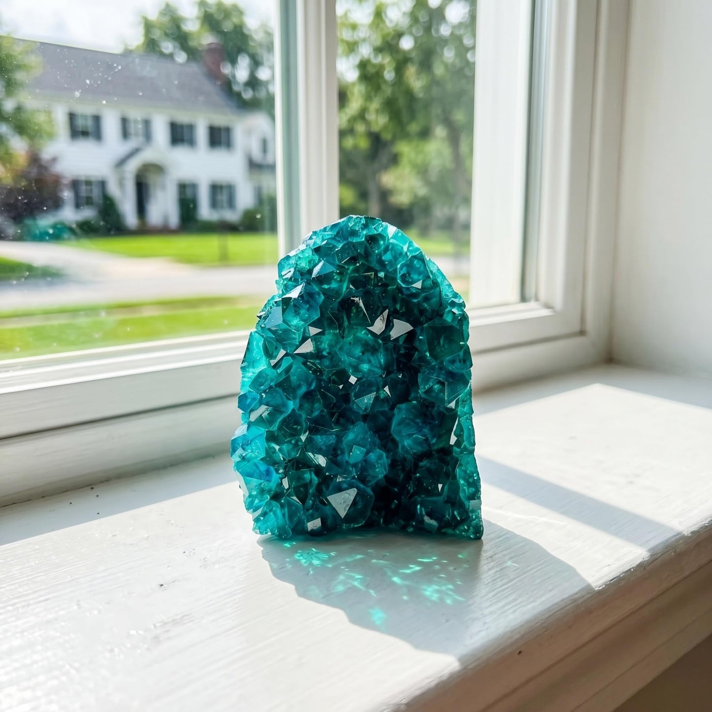 CrystalHola 1Pc Lake Blue Geode Crystal Cluster - Unique Crystal Decor for Home Decor, Crystal Collections, Meditation (100-200g)