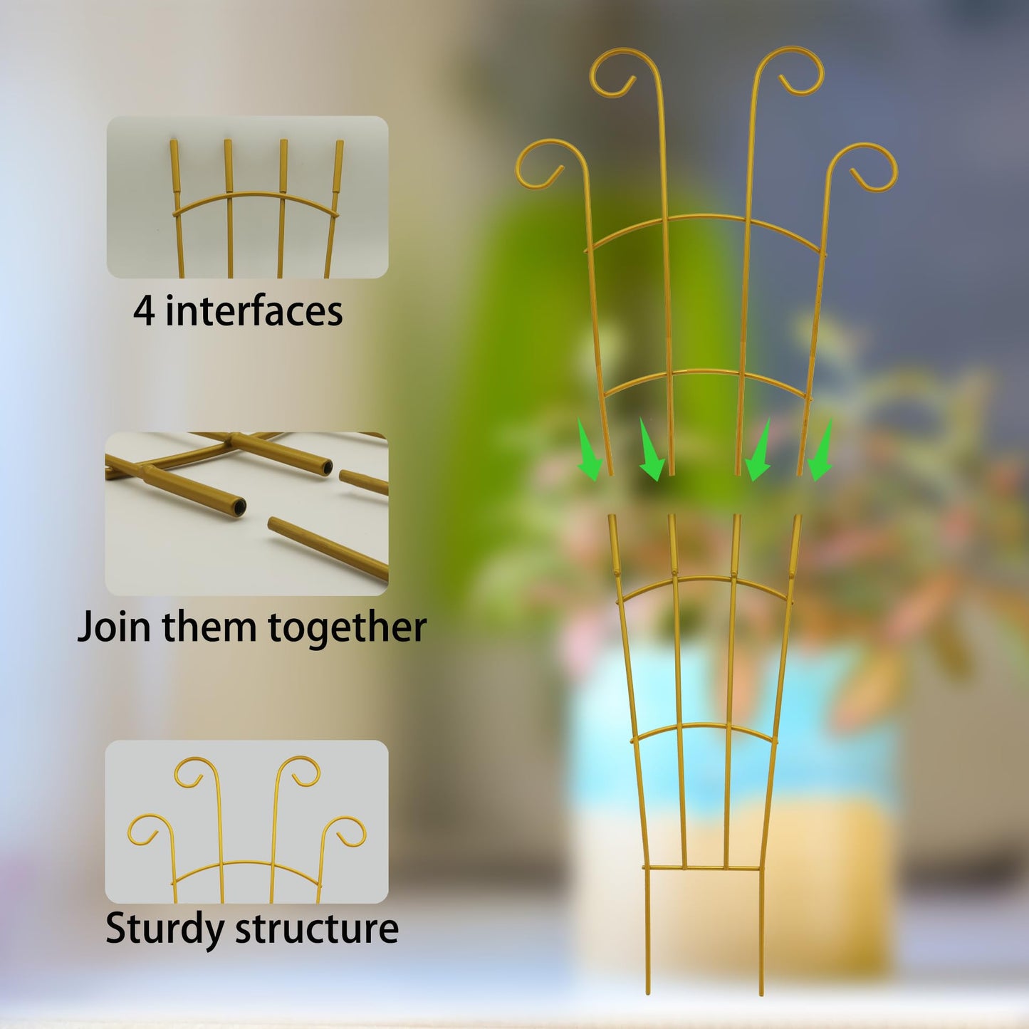 Plant Trellis Indoor 3 Pack 30 Inch Trellis for Climbing Plants Indoor Trellis for Potted Plant Support for Hoya Vines Ivy(Gold, 30 inch)