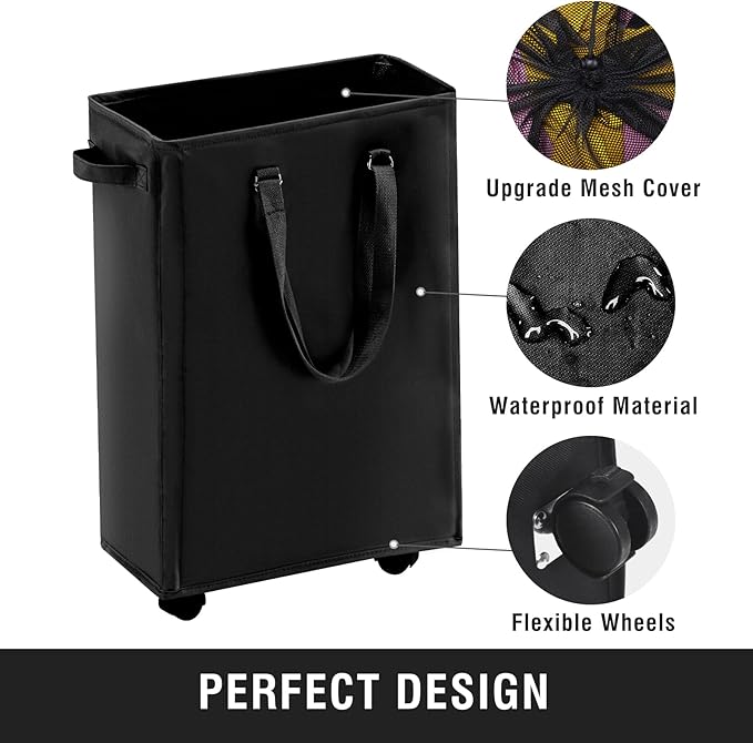 Slim Rolling Laundry Basket, Slim Laundry Hamper