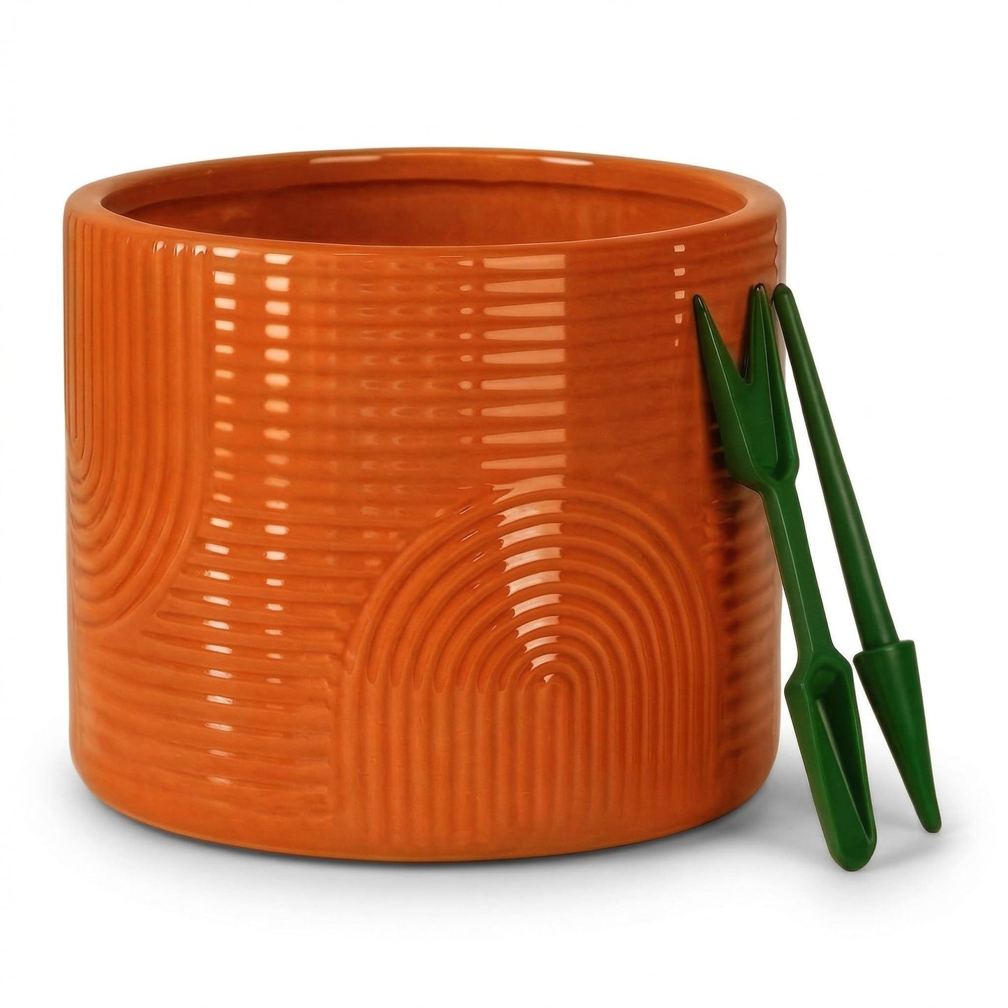 ÈMJÉ LUXE 6 Inch Ceramic Plant Pot – Decorative Indoor Planter (No Drainage Hole) for Succulents, Herbs & Houseplants – Modern Tabletop Desk Planter – Terracotta