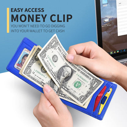 Slim Wallet for Men Genuine Leather RFID Blocking Bifold Minimalist Front Pocket Mens Wallet with Money Clip Thin Gift Box