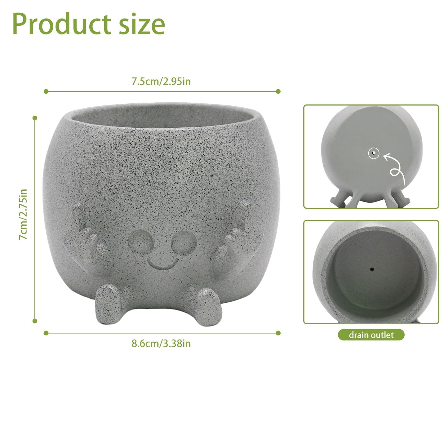 LAUGOKOBE Smily Face Planter Pot with Middle Fingers Up, Face Plant Pot Resin Flower Head Planters for Indoor Outdoor Plants Succulent Pots for String of Pearls Plant Live Gift Ideas for Christmas