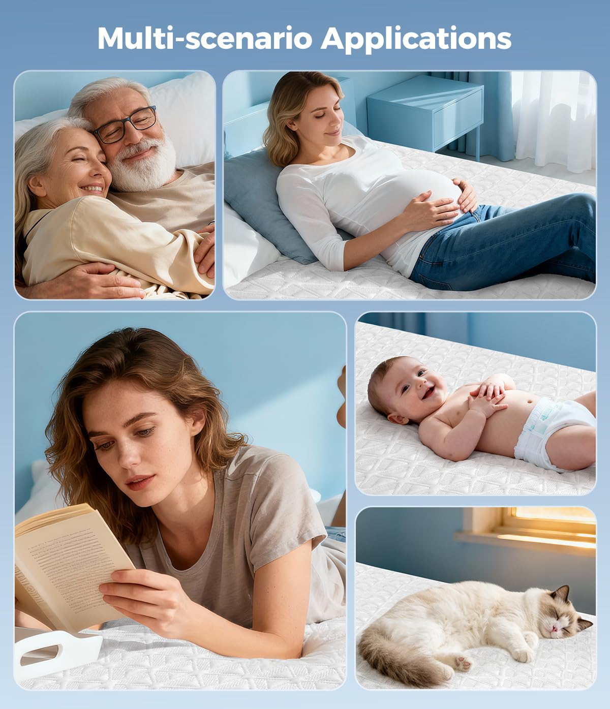 AVIKEN Waterproof Mattress Protector California King Size, Soft Breathable Mattress Pad with Deep Pocket 8"-21", Noiseless 3D Air Fabric Cooling Mattress Cover for Bed, Machine Washable, White