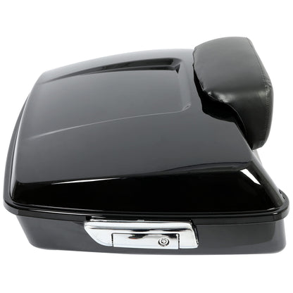 ECOTRIC Chopped Luggage Trunk W/Pad Compatible with 2014-2024 Harley Touring Road King Road Glide Street Glide Electra Glide Tail Box Trunk with Backrest